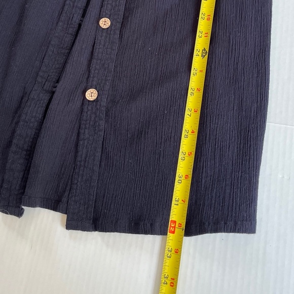 Le Cove Sz M Navy Blue Crepe Midi Shirt Cover Up Dress Button Down V Neck - Picture 6 of 8